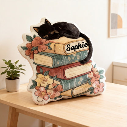 Personalized Floral Book Throw Pillow with Custom Name, 3D Graphic Print Fantasy Bookish Cushion for Kids & Reading Lovers