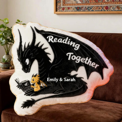 Personalized Christmas Reading Together Pillow with Custom Name, Funny 3D Graphic Print Gift for Reading Lovers
