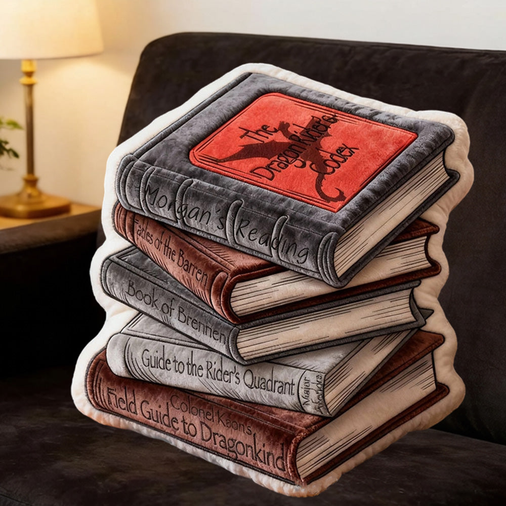 Personalized Dragon Rider’s Codex Book Pillow with Custom Name, 3D Graphic Print Fantasy Reading Throw Pillow for Book Lovers