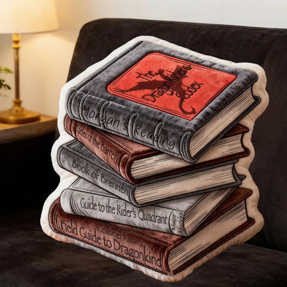 Personalized Dragon Rider’s Codex Book Pillow with Custom Name, 3D Graphic Print Fantasy Reading Throw Pillow for Book Lovers
