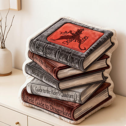 Personalized Dragon Rider’s Codex Book Pillow with Custom Name, 3D Graphic Print Fantasy Reading Throw Pillow for Book Lovers