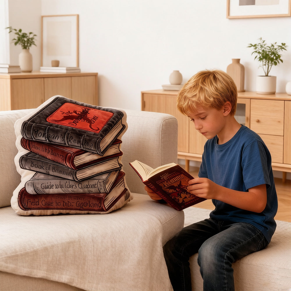 Personalized Dragon Rider’s Codex Book Pillow with Custom Name, 3D Graphic Print Fantasy Reading Throw Pillow for Book Lovers