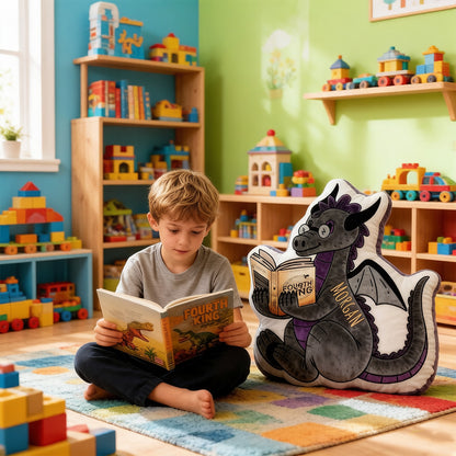 Personalized Christmas Dragon Reading Pillow with Custom Name, Funny 3D Graphic Print Gift for Reading Lovers