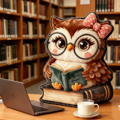 Personalized Christmas Owl Reading Pillow with Custom Name, Funny “Read One More Chapter” 3D Graphic Print Gift for Book Lovers