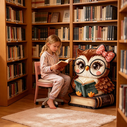 Personalized Christmas Owl Reading Pillow with Custom Name, Funny “Read One More Chapter” 3D Graphic Print Gift for Book Lovers
