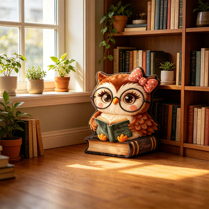 Personalized Christmas Owl Reading Pillow with Custom Name, Funny “Read One More Chapter” 3D Graphic Print Gift for Book Lovers