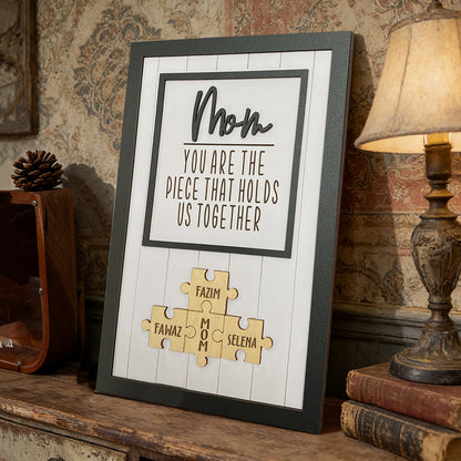 Personalized Wooden Puzzle Pieces Sign With Kids Names Birthday Gift for Mom Grandma Unique Mother's Day Gift Ideas