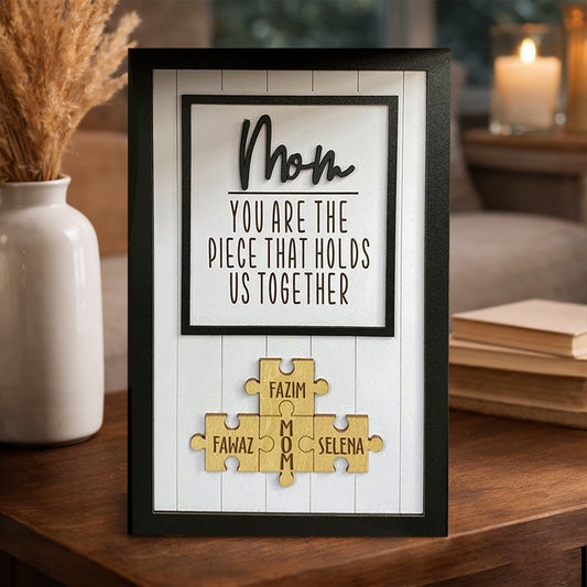 Personalized Wooden Puzzle Pieces Sign With Kids Names Birthday Gift for Mom Grandma Unique Mother's Day Gift Ideas