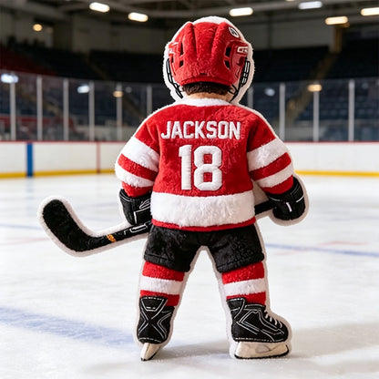 Personalized 3D Graphic Ice Hockey Player Pillow – Custom Name and Number