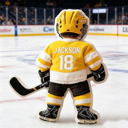 Personalized 3D Graphic Ice Hockey Player Pillow – Custom Name and Number