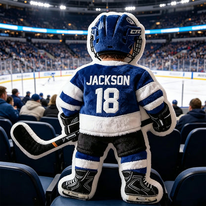 Personalized 3D Graphic Ice Hockey Player Pillow – Custom Name and Number
