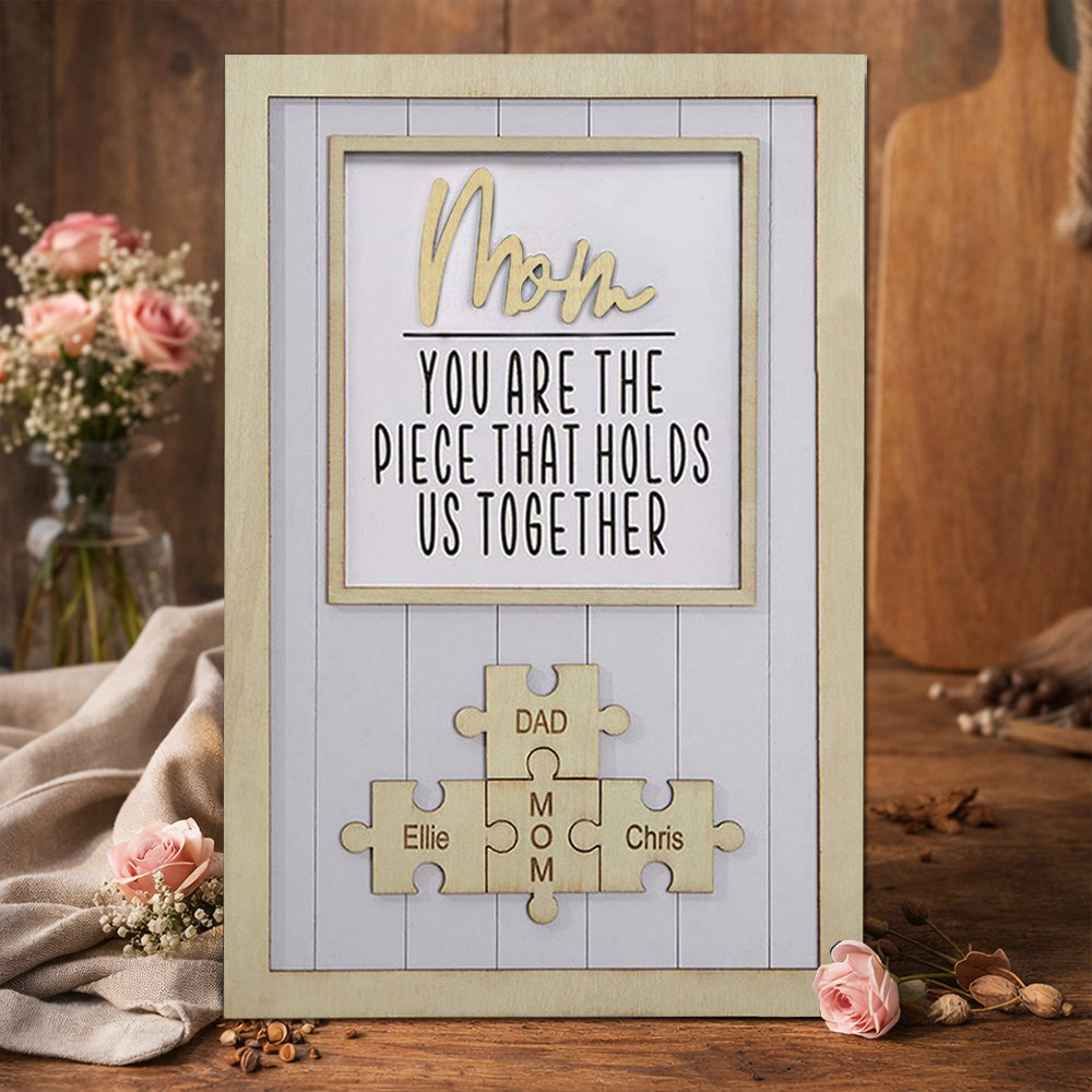 Personalized Wooden Mom Puzzle Name Sign Piece That Holds Us Together Gift Ideas for Mom Mother's Day Gifts