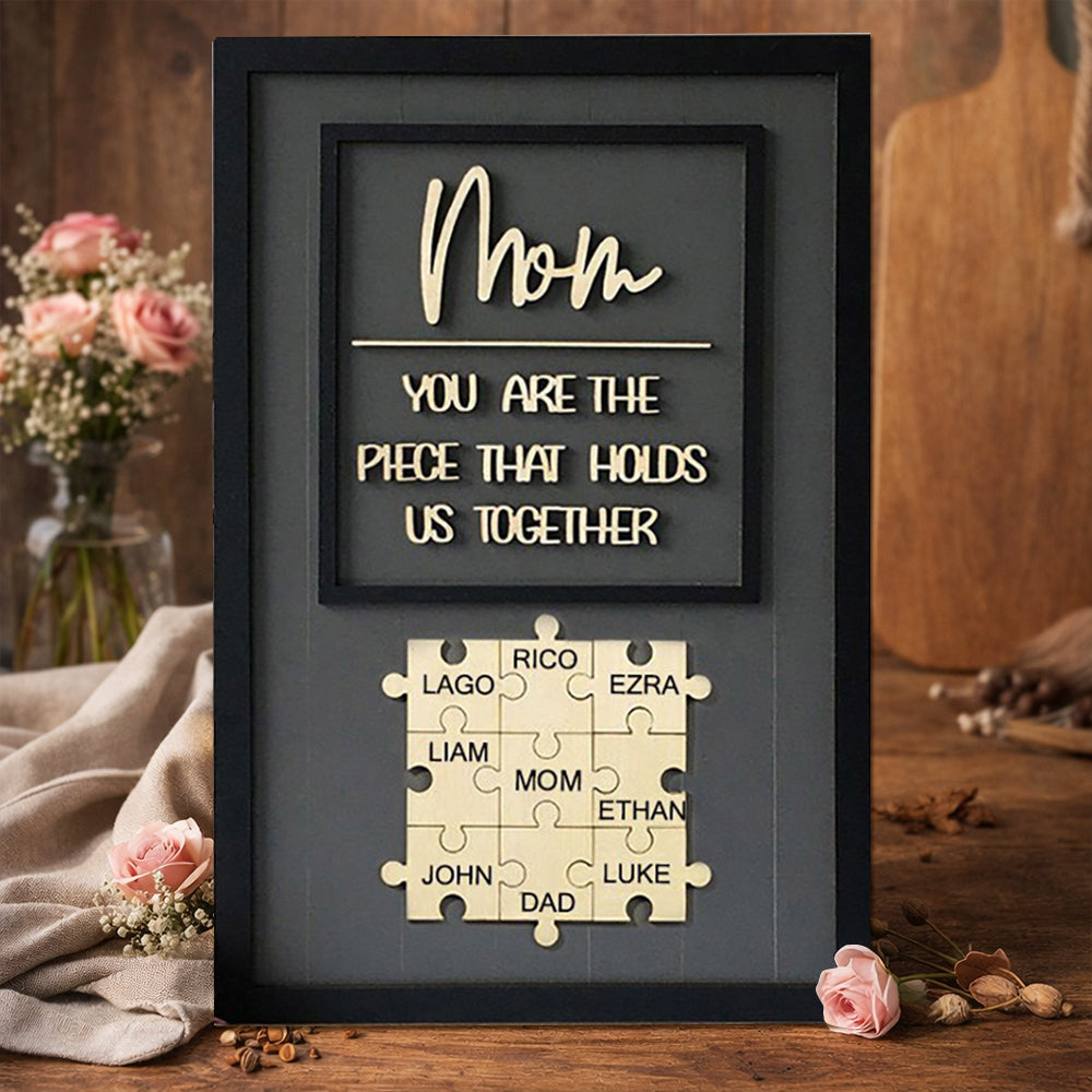 Custom Wooden Mom Puzzle Sign Gifts for Mom Grandma Mother's Day Gift Ideas
