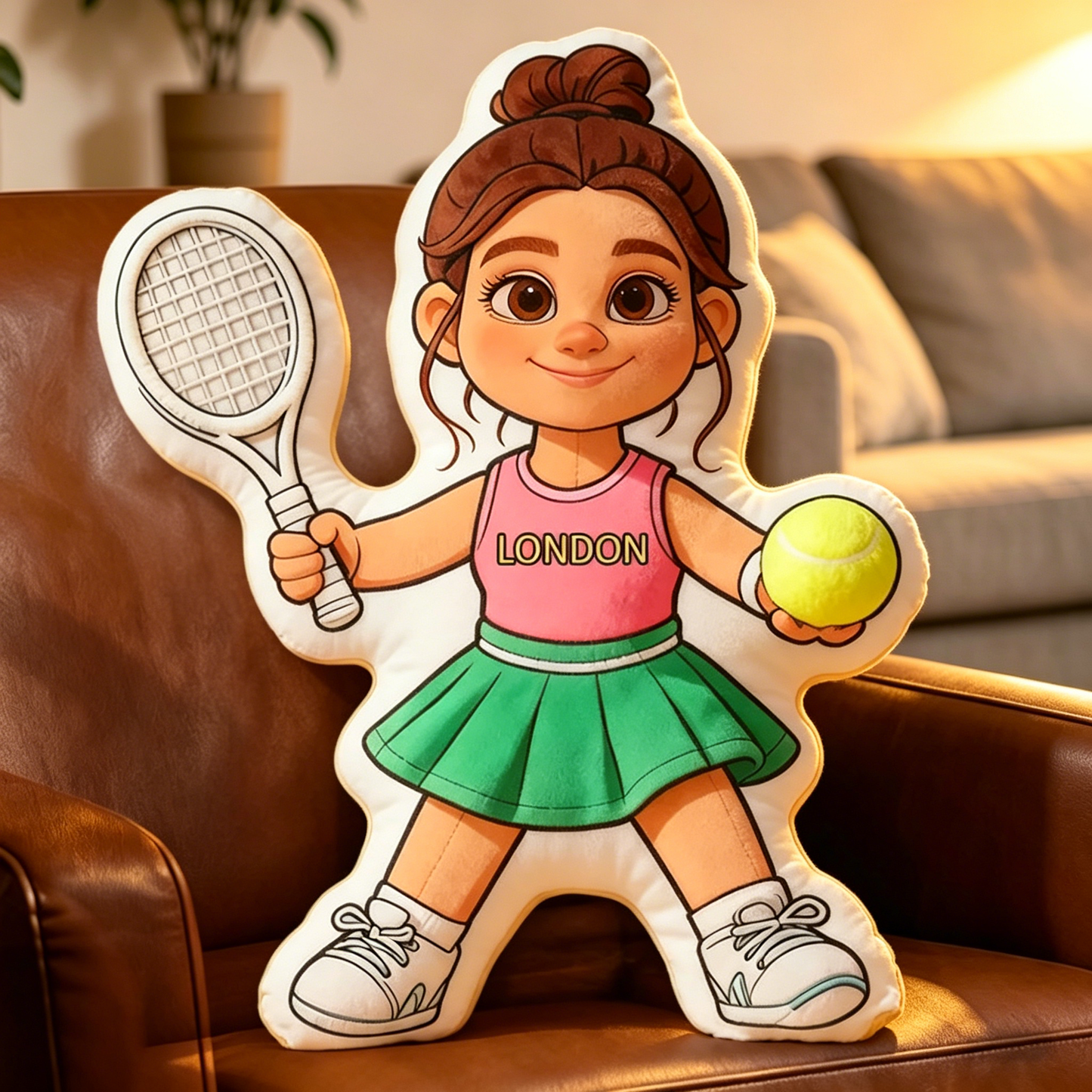 Personalized Tennis Player Girl Pillow – Custom 3D Print Cushion for Tennis Lovers