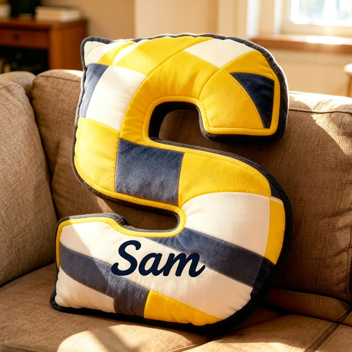 Personalized Volleyball Letter Shaped Pillow with Custom Name and Bold Design for Sports Fans