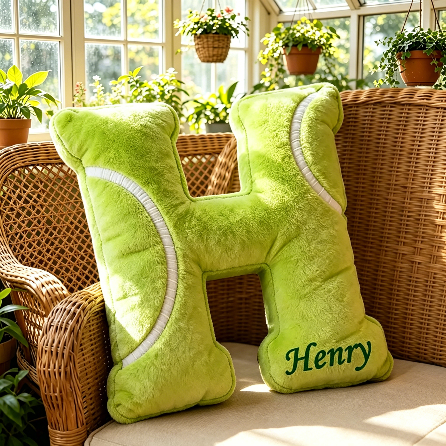 Personalized Tennis Letter-Shaped Pillow – Fun Room Decor for Tennis Players
