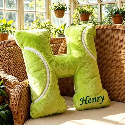 Personalized Tennis Letter-Shaped Pillow – Fun Room Decor for Tennis Players