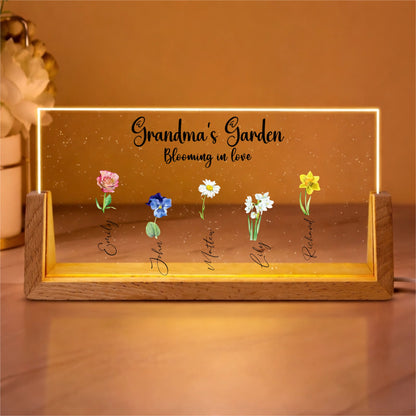 Personalized Mom's Garden Birth Month Flower Night Light With Kids Names Mother's Day Gift