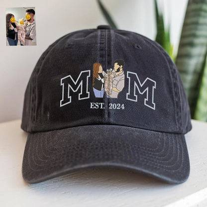 Personalized Mom Embroidered Portrait Baseball Cap Custom Mom Baseball Hat Mother’s Day Gift
