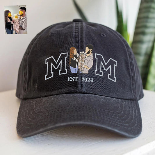 Personalized Mom Embroidered Portrait Baseball Cap Custom Mom Baseball Hat Mother’s Day Gift