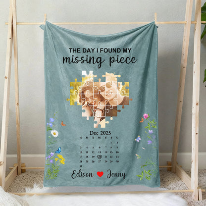 Personalized Valentine's Day Heart Puzzle Blanket - Custom Photo & Text Gift