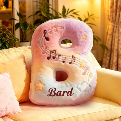 Personalized Rainbow Music Notes Pillow with Custom Name, Soft Plush Cushion, Gift for Kids, Music Lovers & Girls Room Decor