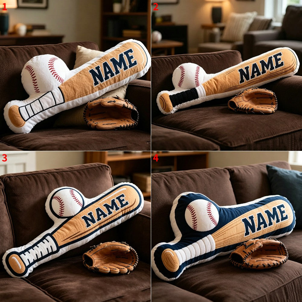 Personalized Baseball Bat & Ball Pillow – Unique Custom Gift for Baseball Fans