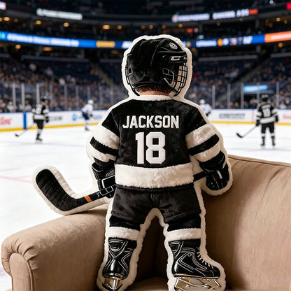 Personalized 3D Graphic Ice Hockey Player Pillow – Custom Name and Number