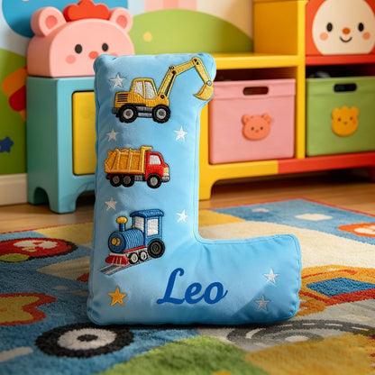 Personalized Vehicle Letter Pillow – Custom Name 3D Print Cushion for Boys’ Rooms