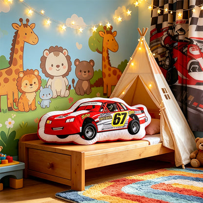 Custom Race Car Pillow with Personalized Photo – Shaped Cushion Gift for Racing Fans and Car Enthusiasts