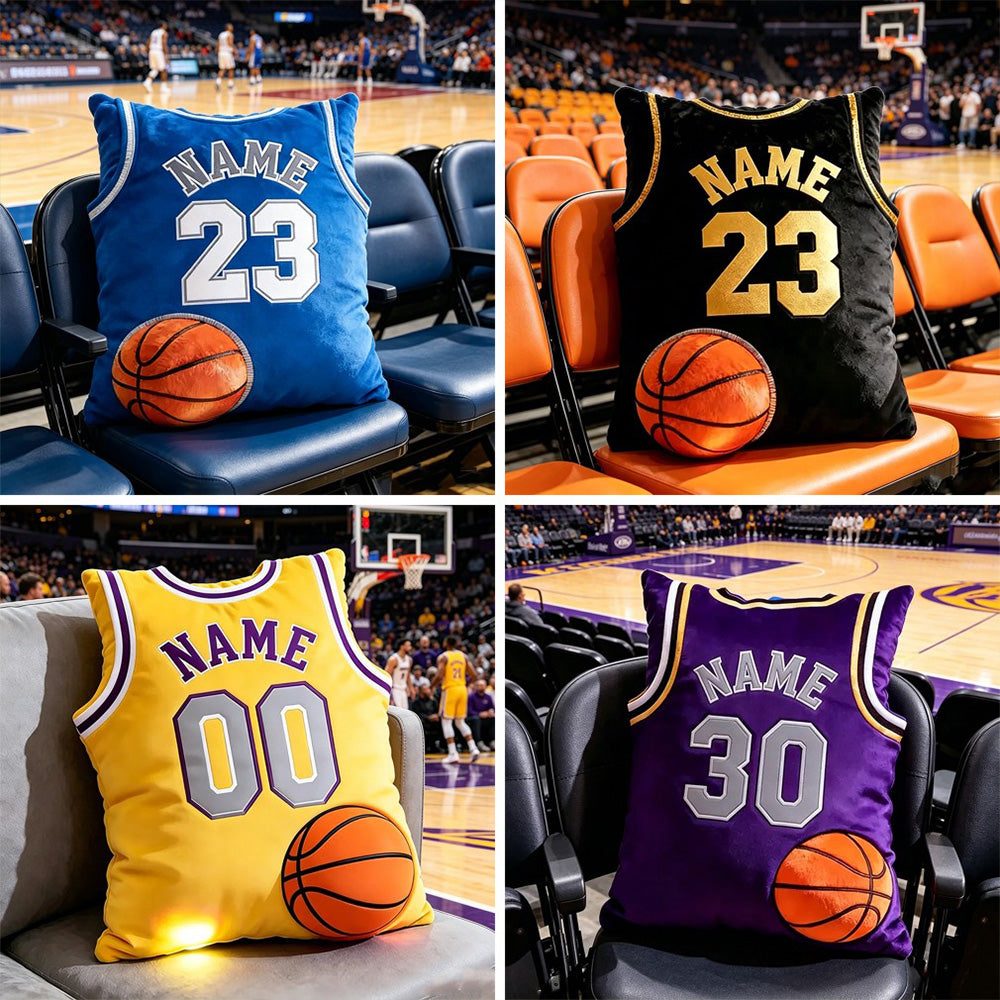 Custom Name and Number Basketball Jersey Pillow – Perfect Gift for Sports Fans