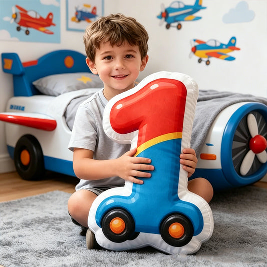 Personalized Cute Cartoon Car Pillow Custom Name Graphic 3D Print Cushion Fun Birthday Gift for Kids and Car Lovers