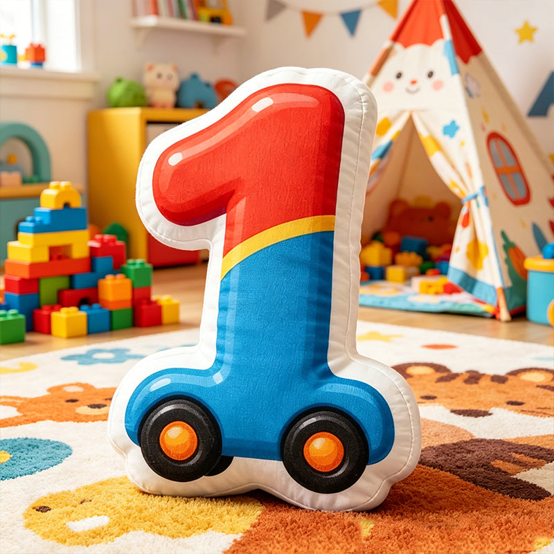 Personalized Cute Cartoon Car Pillow Custom Name Graphic 3D Print Cushion Fun Birthday Gift for Kids and Car Lovers