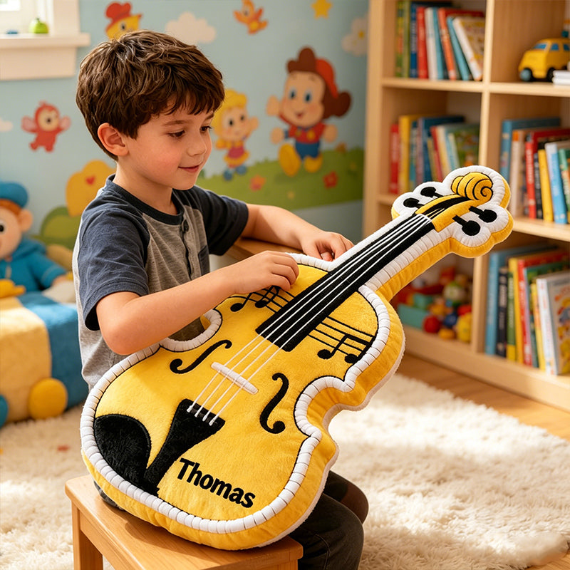 Personalized Violin Pillow with Custom Name, Soft Plush Music Instrument Cushion, Gift for Violin Players, Kids & Music Lovers