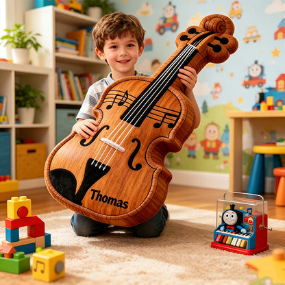 Personalized Violin Pillow with Custom Name, Soft Plush Music Instrument Cushion, Gift for Violin Players, Kids & Music Lovers