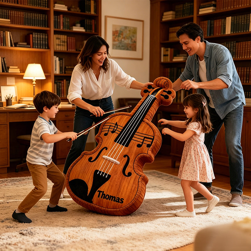 Personalized Violin Pillow with Custom Name, Soft Plush Music Instrument Cushion, Gift for Violin Players, Kids & Music Lovers