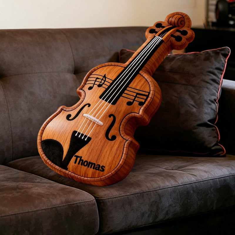 Personalized Violin Pillow with Custom Name, Soft Plush Music Instrument Cushion, Gift for Violin Players, Kids & Music Lovers
