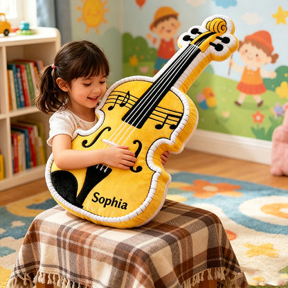 Personalized Violin Pillow with Custom Name, Soft Plush Music Instrument Cushion, Gift for Violin Players, Kids & Music Lovers