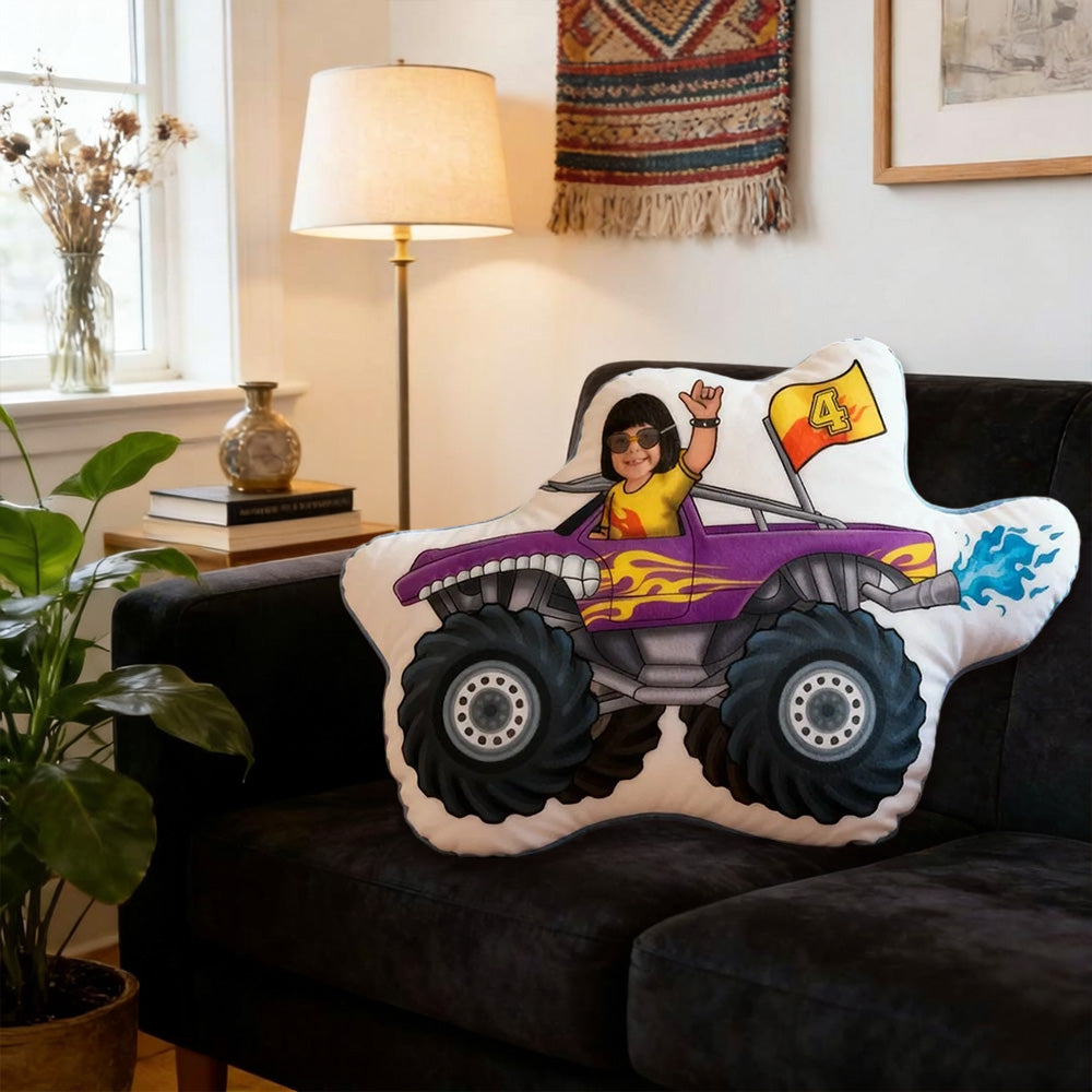 Personalized Racer Photo Pillow Custom Face 3D Print Car Shaped Cushion Gift for Racing Fans