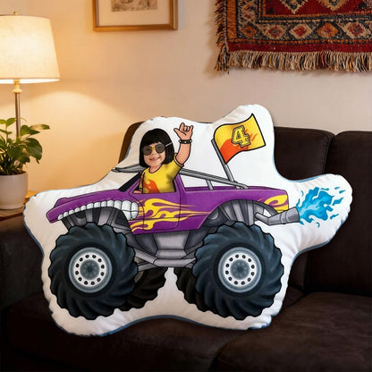 Personalized Racer Photo Pillow Custom Face 3D Print Car Shaped Cushion Gift for Racing Fans