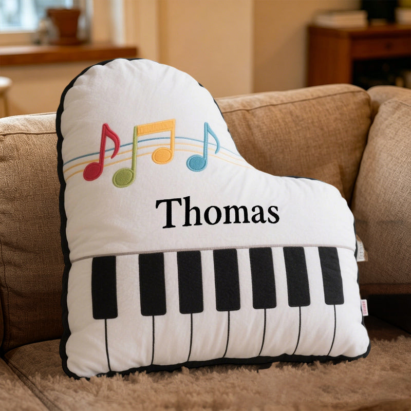 Personalized Piano Pillow with Custom Name, Soft Plush Music Instrument Cushion, Gift for Piano Players, Kids & Music Lovers