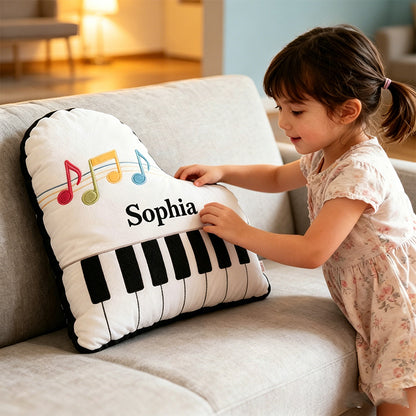 Personalized Piano Pillow with Custom Name, Soft Plush Music Instrument Cushion, Gift for Piano Players, Kids & Music Lovers