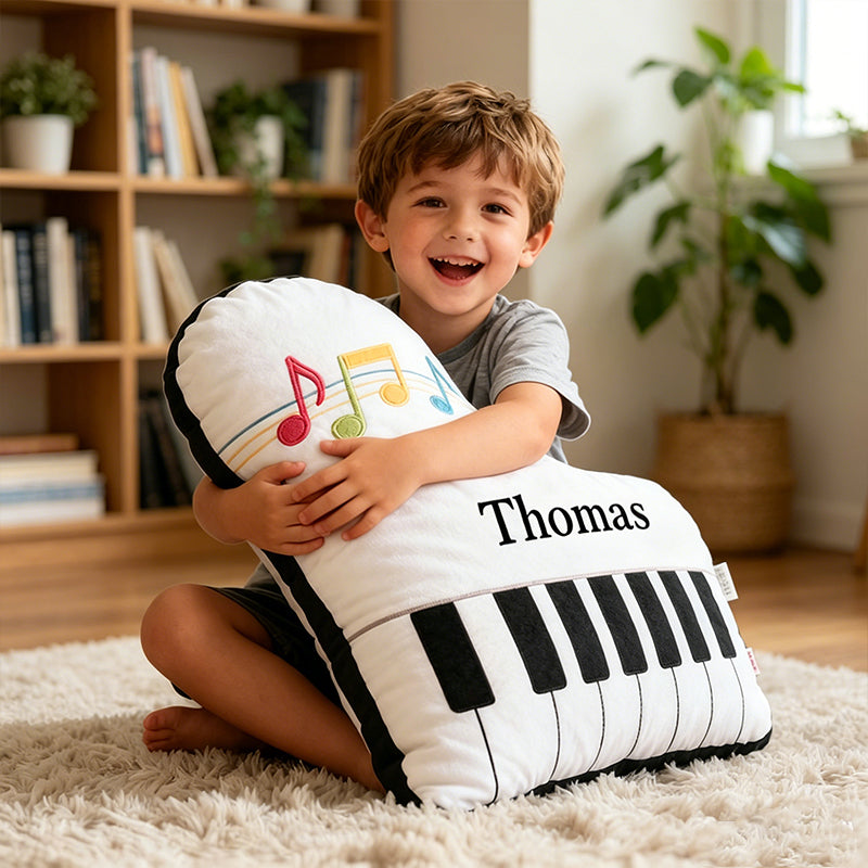 Personalized Piano Pillow with Custom Name, Soft Plush Music Instrument Cushion, Gift for Piano Players, Kids & Music Lovers