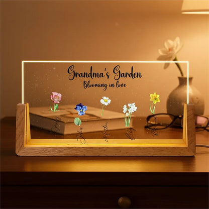 Personalized Mom's Garden Birth Month Flower Night Light With Kids Names Mother's Day Gift