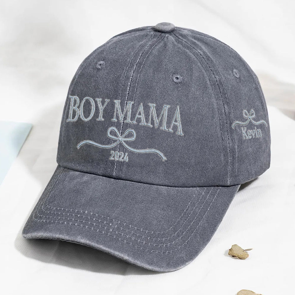 Personalized Boy Mama Bow Embroidered Baseball Cap Custom Mom Hat Mother’s Day Gift Ideas
