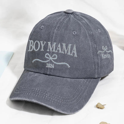 Personalized Boy Mama Bow Embroidered Baseball Cap Custom Mom Hat Mother’s Day Gift Ideas