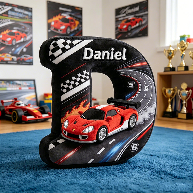 Personalized Racing Car Letter Pillow – Children’s Day Gift for Babies and Kids