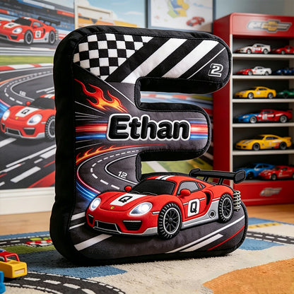 Personalized Racing Car Letter Pillow – Children’s Day Gift for Babies and Kids