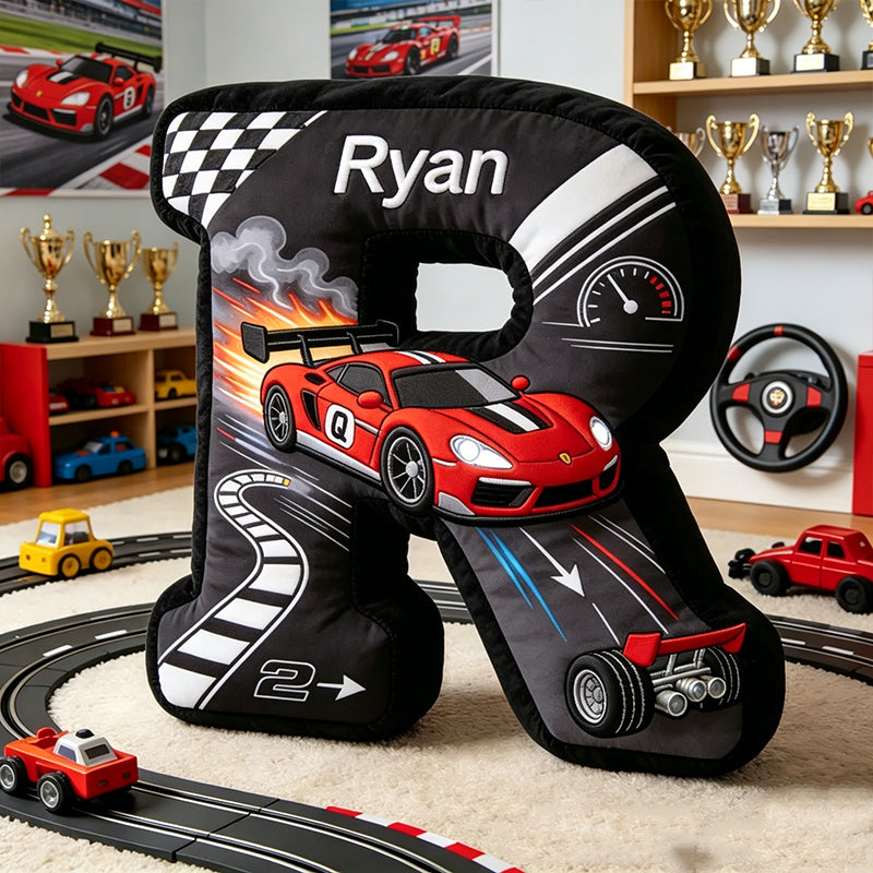 Personalized Racing Car Letter Pillow – Children’s Day Gift for Babies and Kids