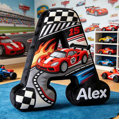 Personalized Racing Car Letter Pillow – Children’s Day Gift for Babies and Kids